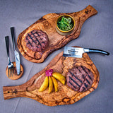 Cutting board with juice groove and handle "The Smokey BBQ