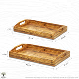 Olive Wood Tray With Handle Set Of 2