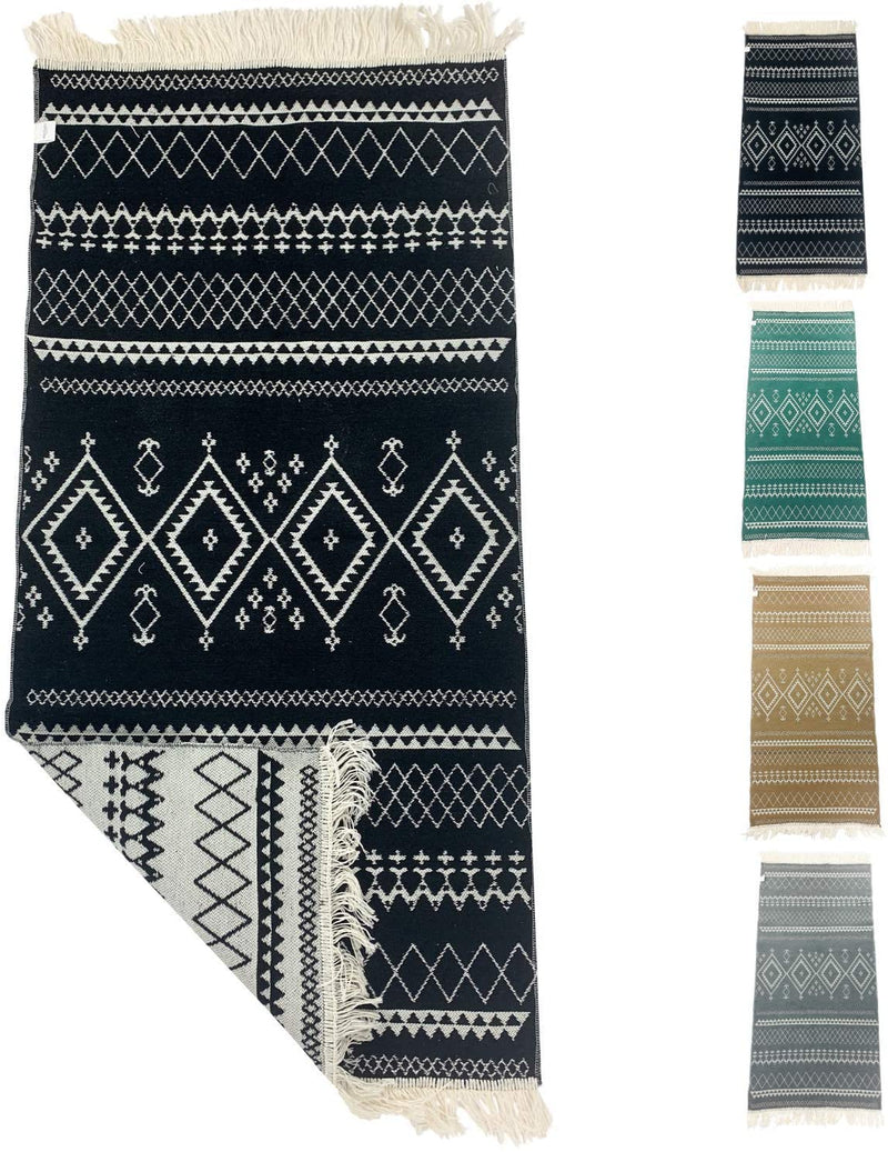 SOLTAKO Petit tapis Kilim Tapis de passage avec franges et motifs Rétro Boho Ethno marocain Berbère lavable Vintage Modèle Marrakech, 135 x 65 cm