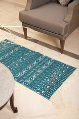 SOLTAKO tapis tapis de passage réversible avec franges et motifs rétro boho ethno marocain berbère lavable vintage modèle Djerba, 135x65 cm