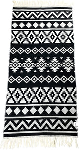 SOLTAKO tapis tapis de passage avec franges et motifs réversibles rétro boho ethno marocain berbère lavable vintage modèle Karthago en 135x65 cm ainsi que 90 x 60 cm